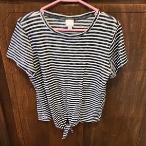 a new day Black and White Striped Short Sleeve Top